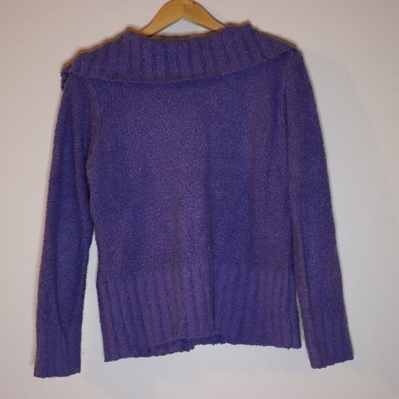 North Crest Purple fuzzy long sleeve square open neck, with two front pockets - Picture 2 of 6
